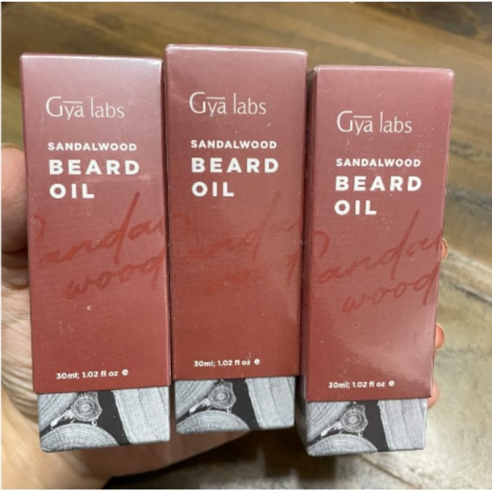 3 Beard Growth Oil Sandalwood Vitamin E‎ Natural Organic Argan Jojoba Gya Labs